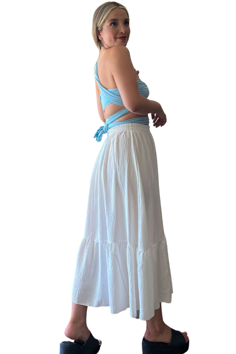 Maxi falda larga blanco confección Italiana-2