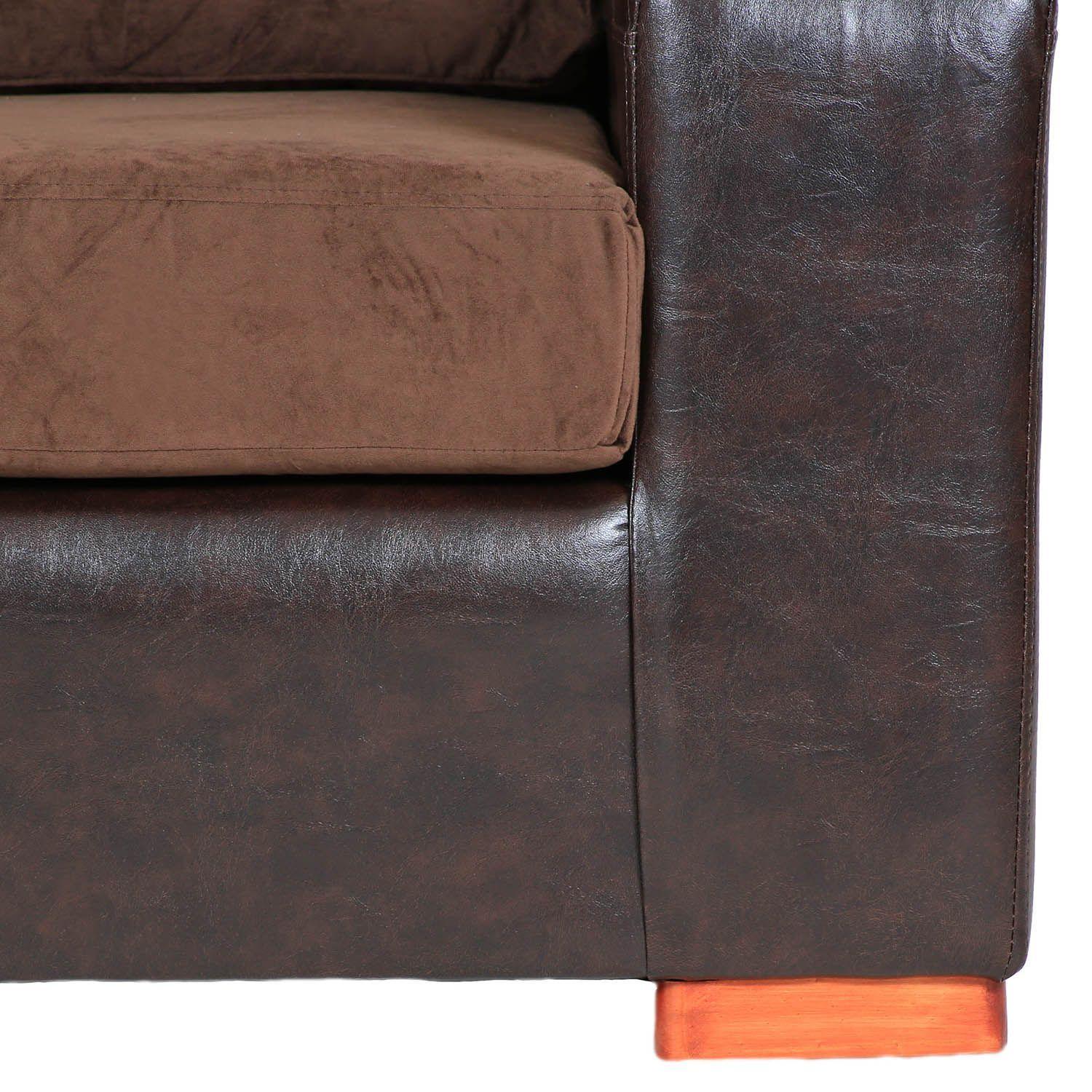 Sofá Infinity 2 Cuerpos - Cuero Sintético y Tela Felpa-3