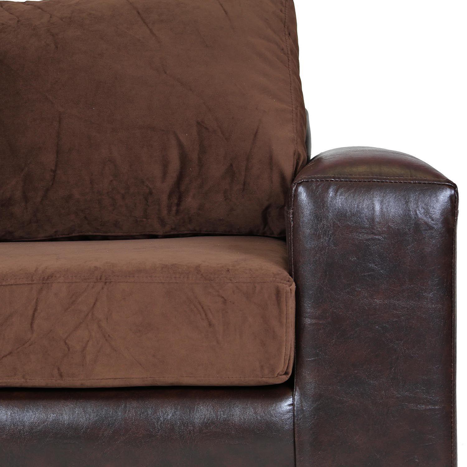 Sofá Infinity 2 Cuerpos - Cuero Sintético y Tela Felpa-2