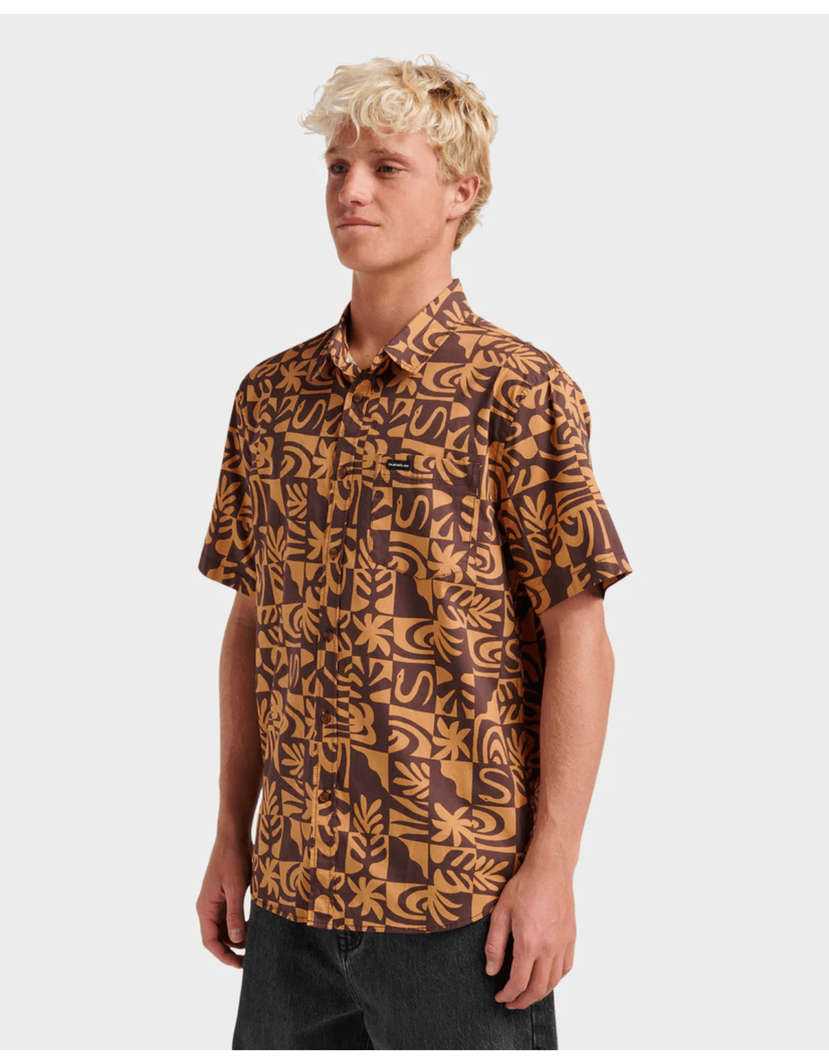 Camisa Quiksilver Terra Classic Stretch Ss Naranjo-1