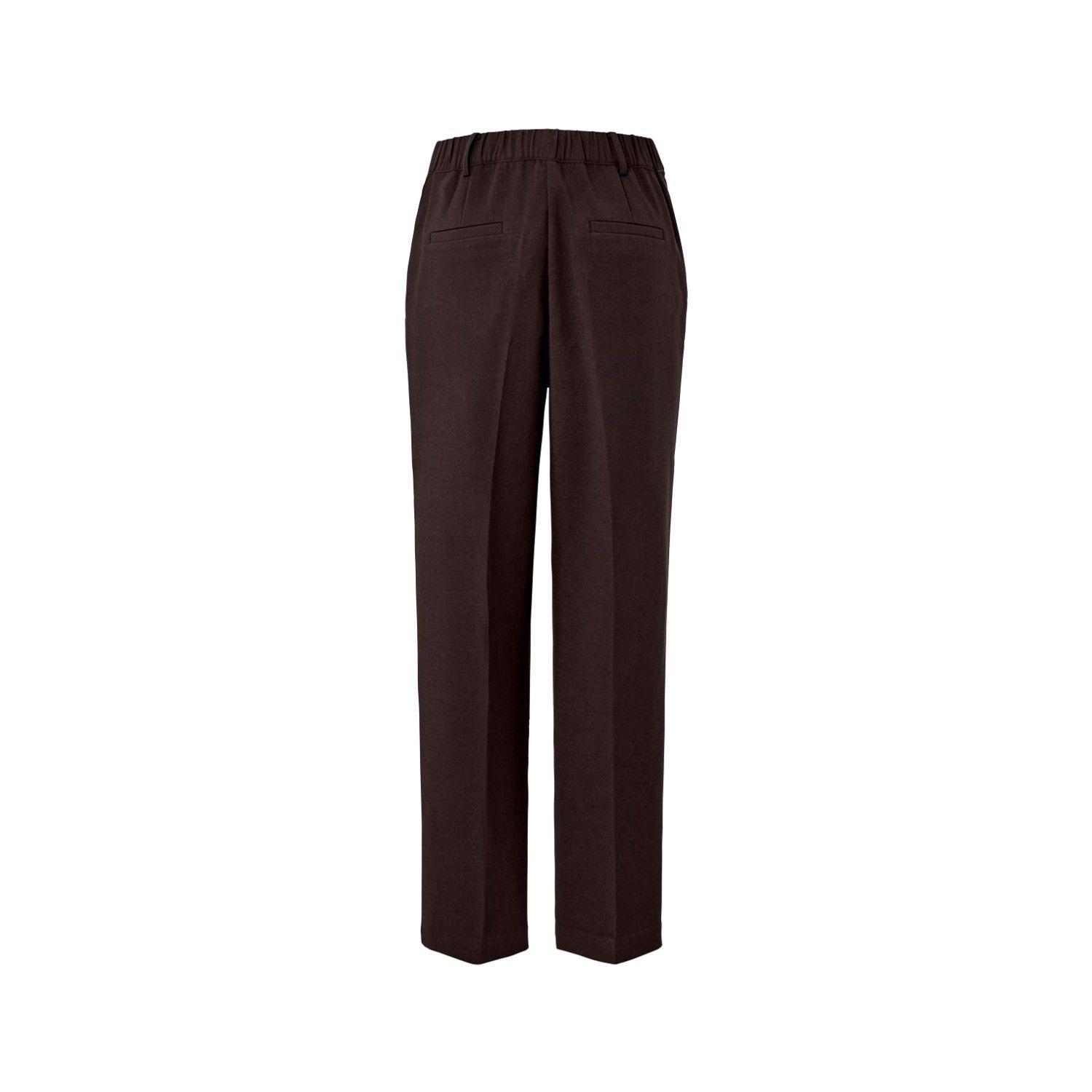 Pantalon Tejido Con Pliegues Cafe Mujer Tchibo-1