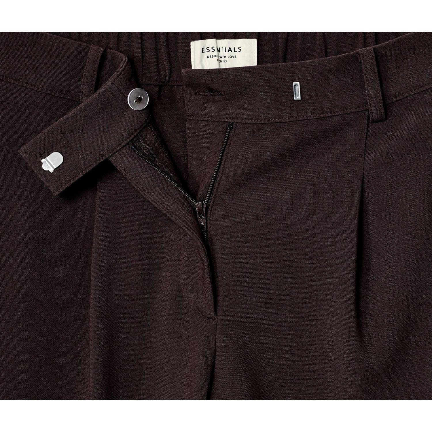 Pantalon Tejido Con Pliegues Cafe Mujer Tchibo-2