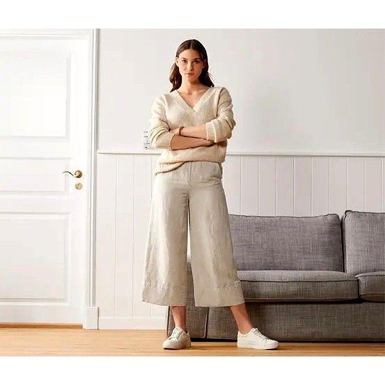 Pantalones Palazzo Mujer De Lino-3