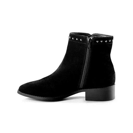 Botin De Gamuza Remaches Mujer Negro-3