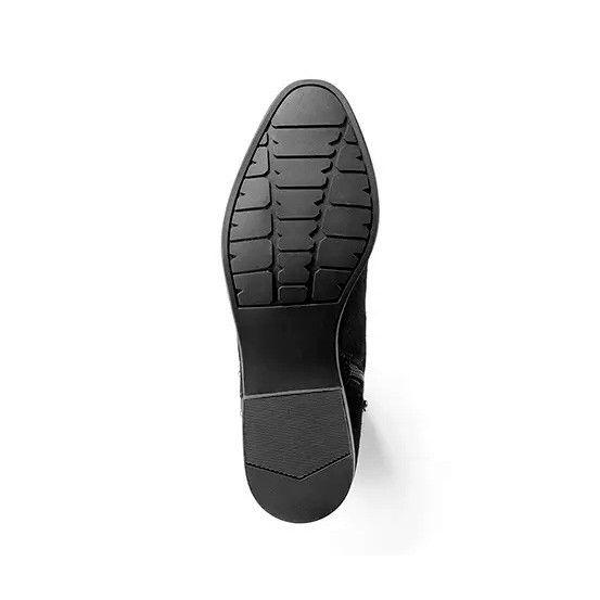 Botin De Gamuza Remaches Mujer Negro-6