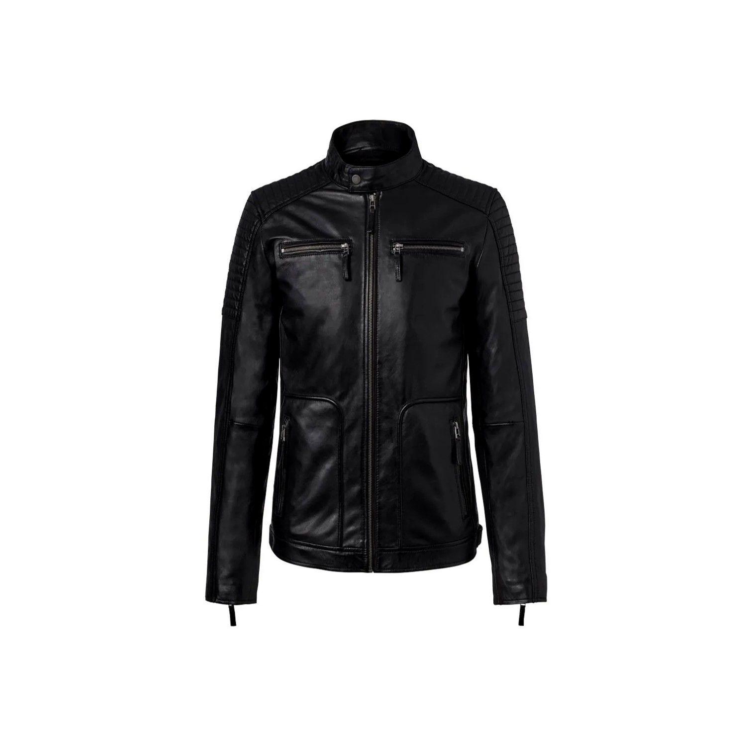Chaqueta De Cuero Negro Hombre Tchibo-0