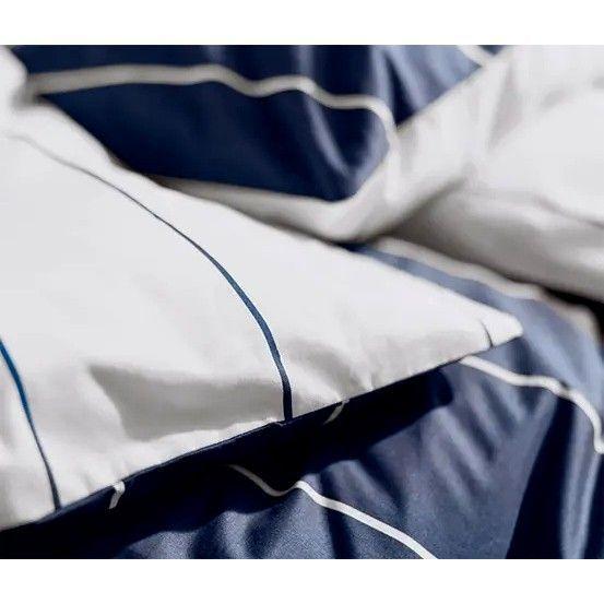 Funda De Plumon Y Almohada Percal Azul Blanco 1,5 Plaza-2