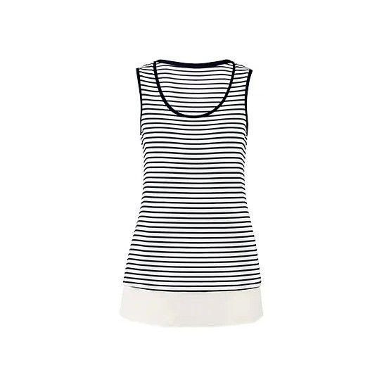 Top Largo Con Inserto De Blusa Rayado-1