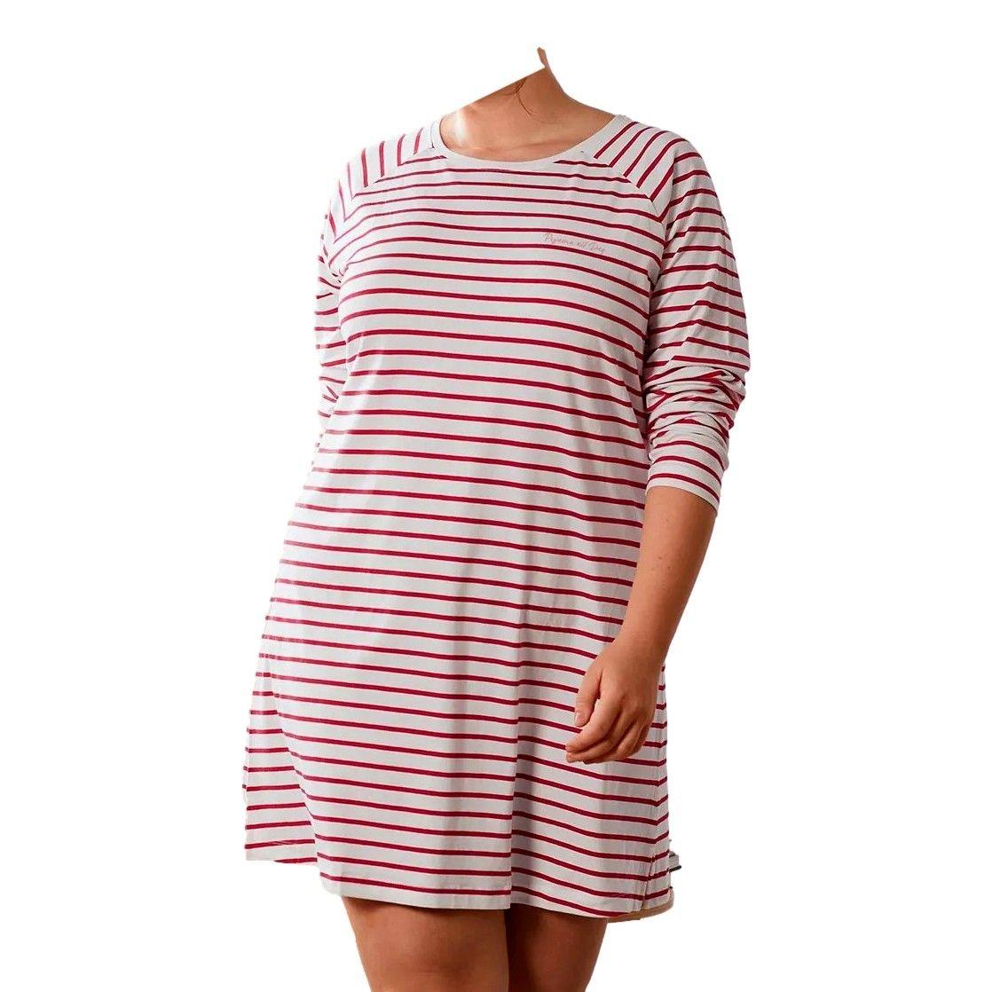 Camisón De Noche Rayas Algodon Mujer Tchibo-2