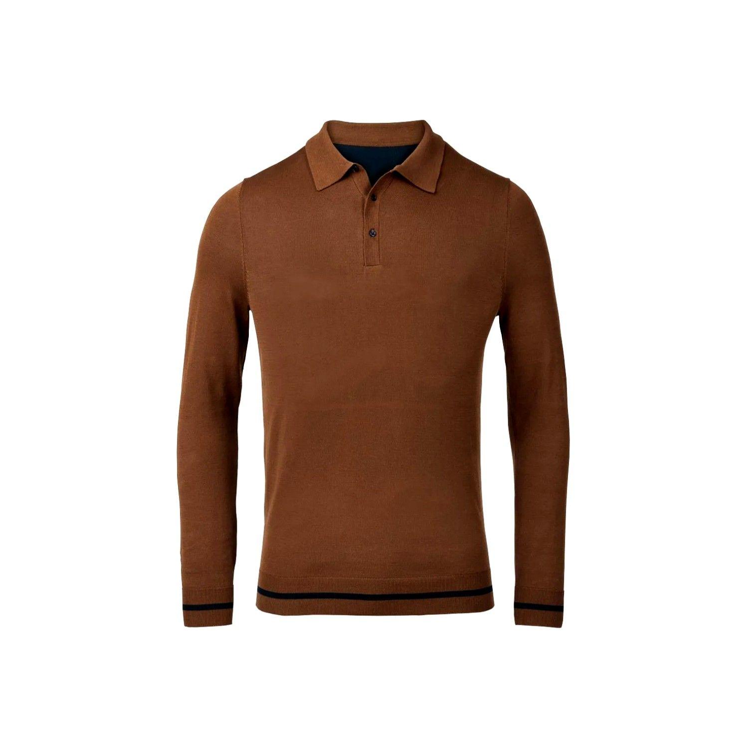 Polera De Punto Cafe-Azul Hombre Tchibo-0