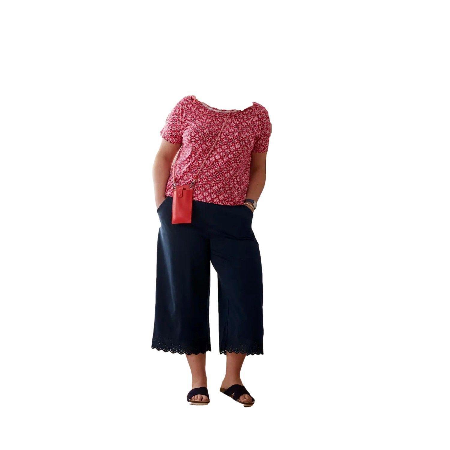 Pantalon Culottes Con Bordado Algodon Mujer Tchibo-4