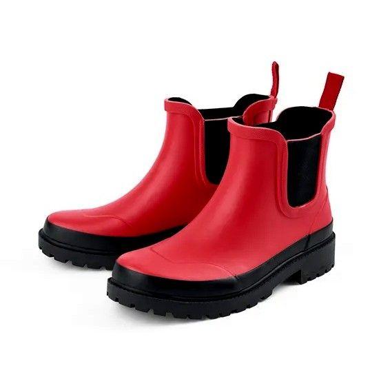 Botines De Lluvia Mujer Rojo-0