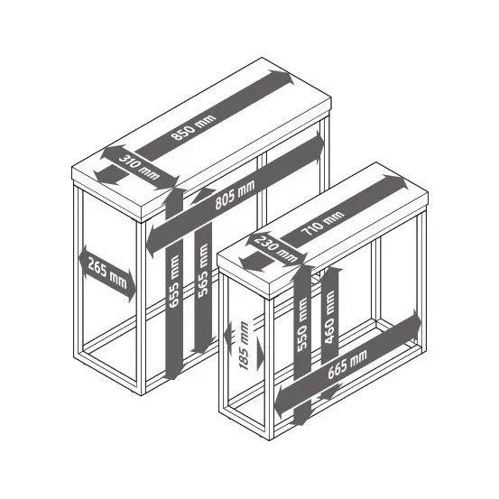 Mesas Laterales De Metal Apariencia Hormigón (Set de 2)-3
