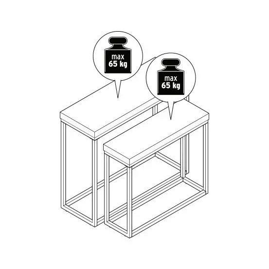 Mesas Laterales De Metal Apariencia Hormigón (Set de 2)-4