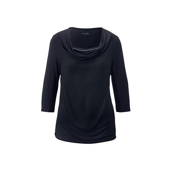 Polera Escote Cascada Azul Mujer-0