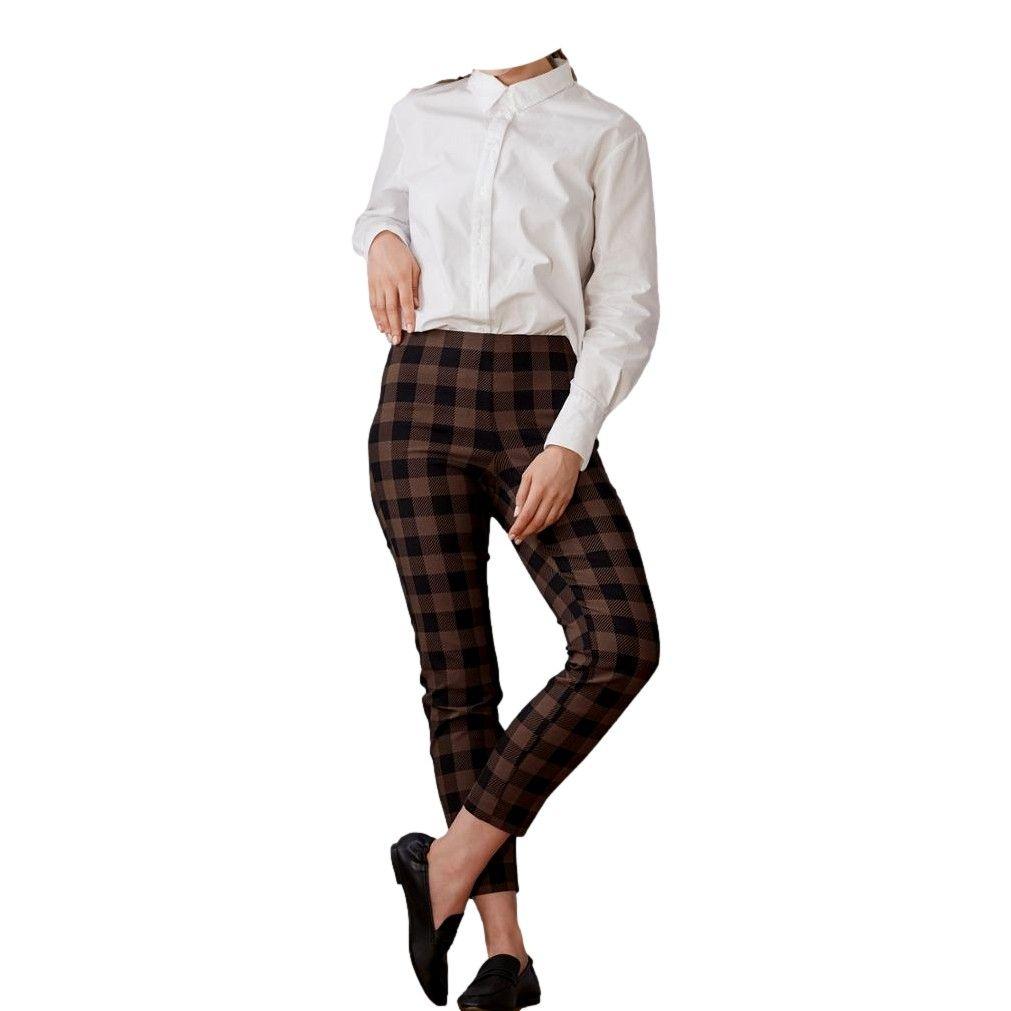 Pantalón Elásticado Cuadros Viscosa Mujer Tchibo-2