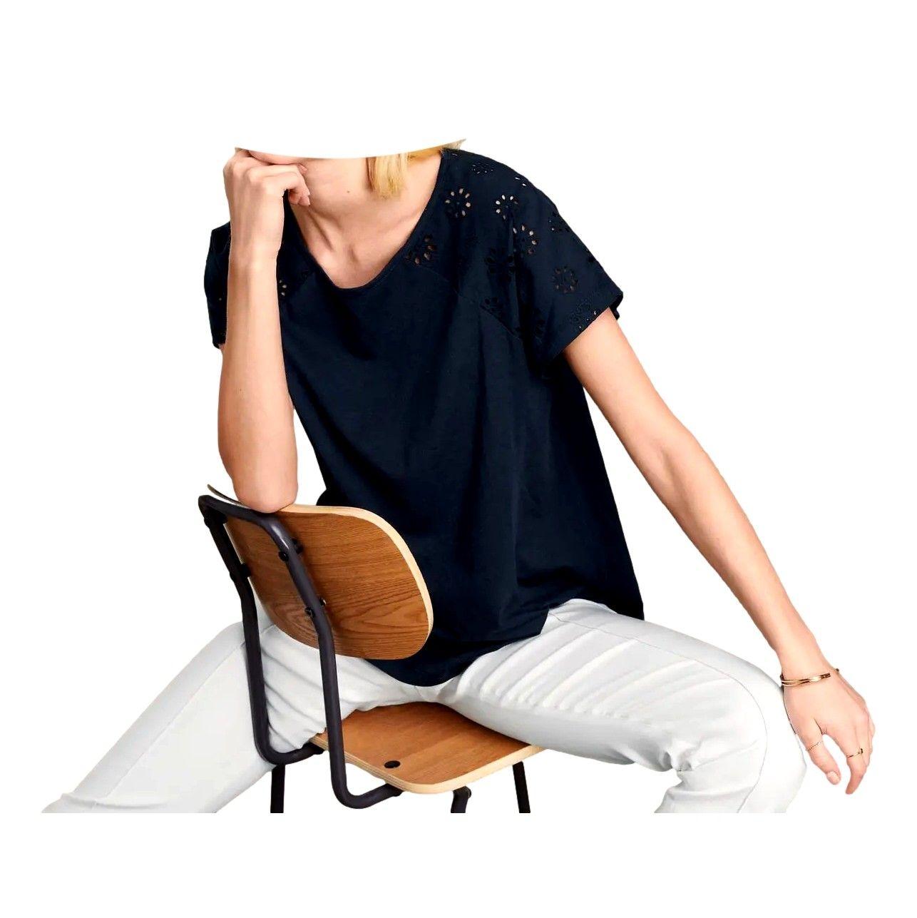 Blusa Con Bordado Azul Mujer Tchibo-3