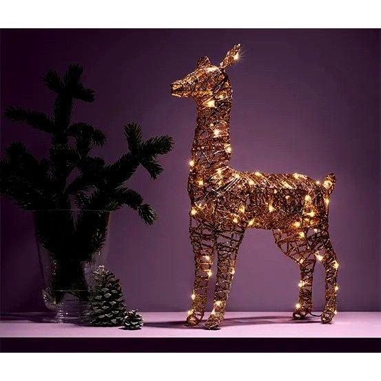 Ciervo Metálico Navidad Con LED Dorado Tchibo-2