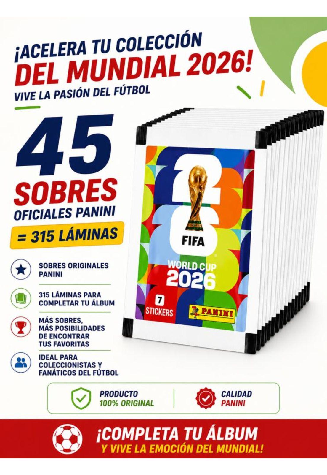 Pack 45 Sobres Panini Mundial FIFA 2026 Original 315 Láminas-4