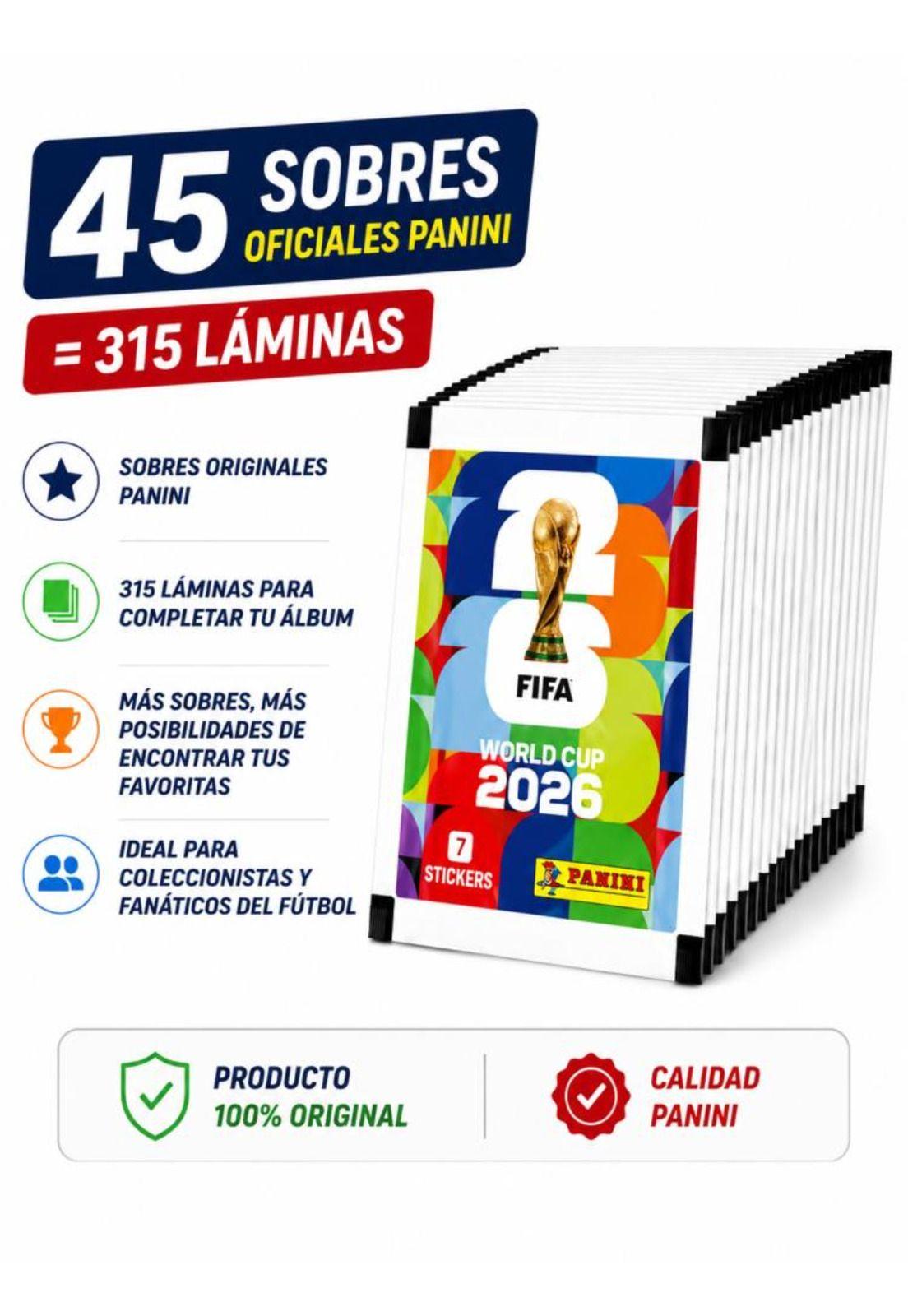 Pack 45 Sobres Panini Mundial FIFA 2026 Original 315 Láminas-6