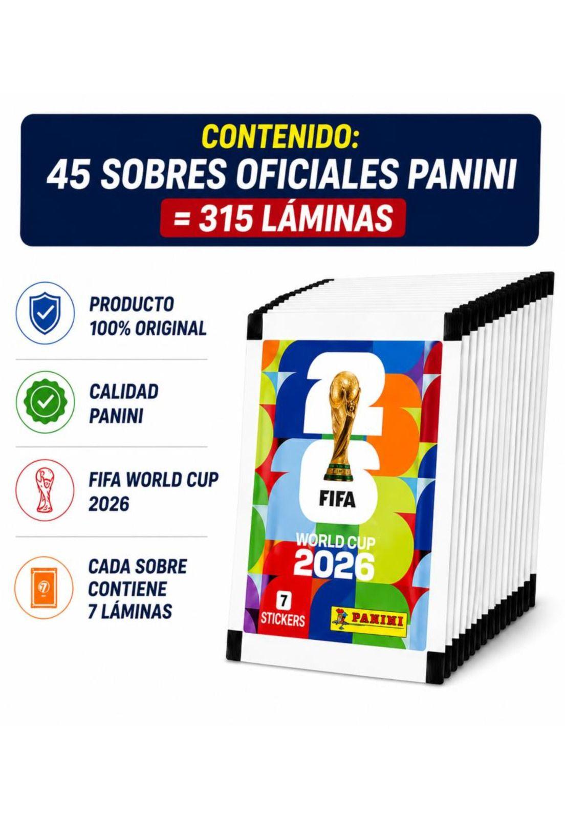 Pack 45 Sobres Panini Mundial FIFA 2026 Original 315 Láminas-7