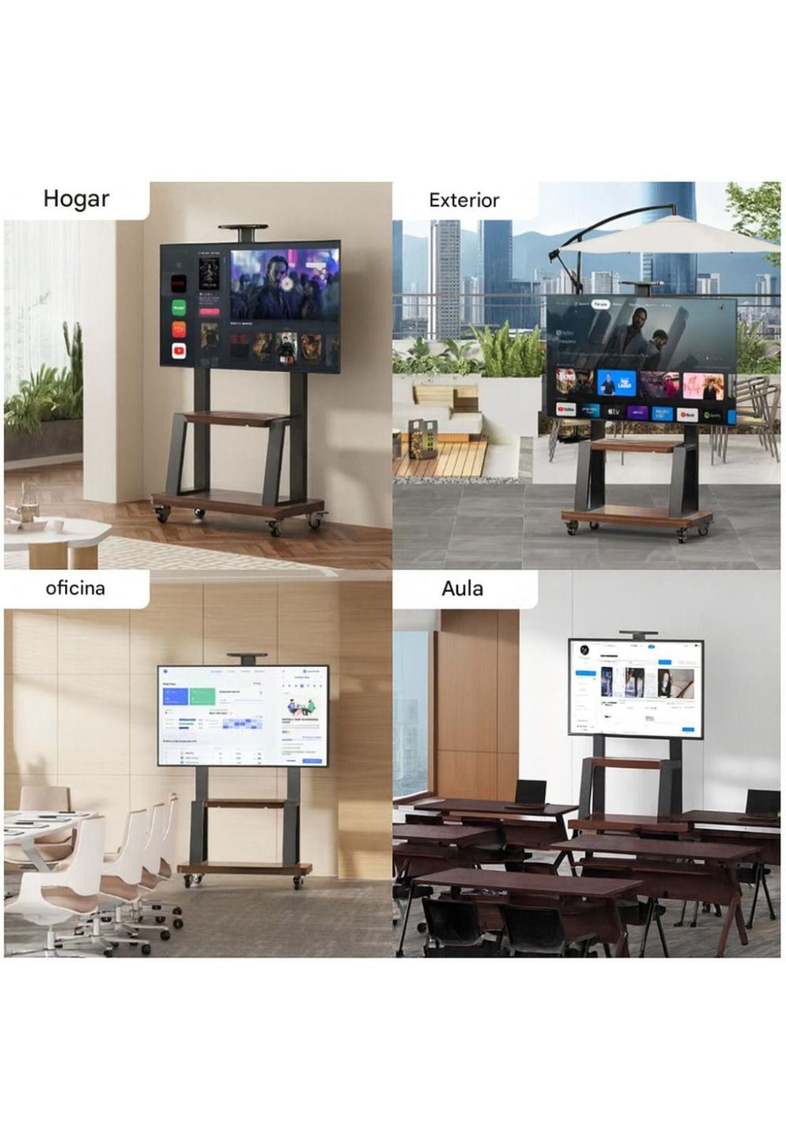 Soporte de TV Móvil con Ruedas 32"-75" y Estantes Ajustables-4