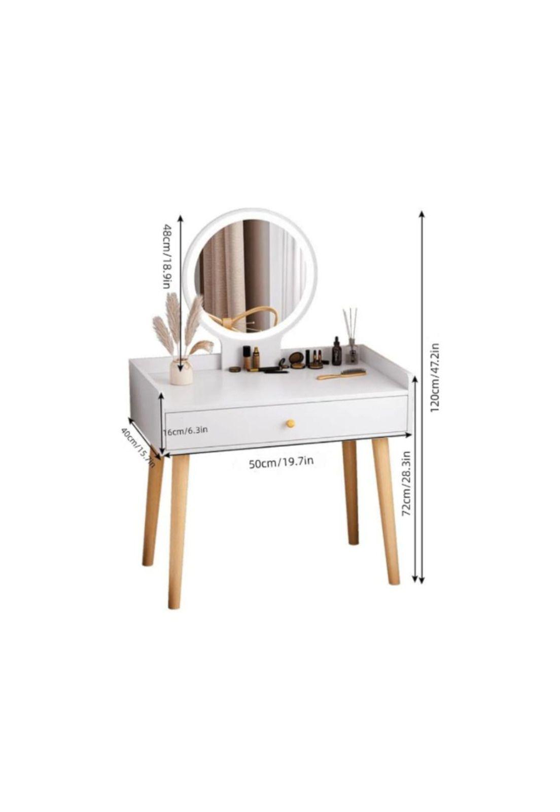Tocador Pequeño para Dormitorio con Espejo y Cajón 120x40x50-7