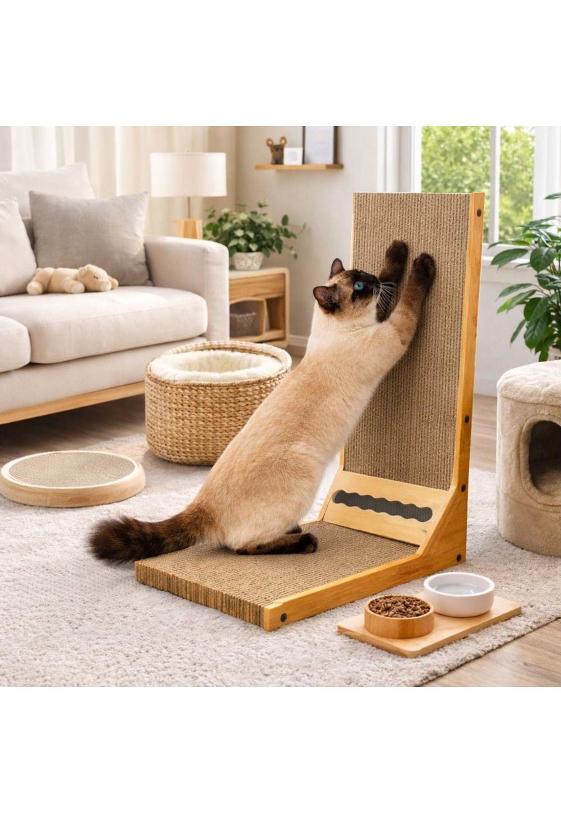 Rascador Para Gatos Madera Forma L Resistente Duradero-8