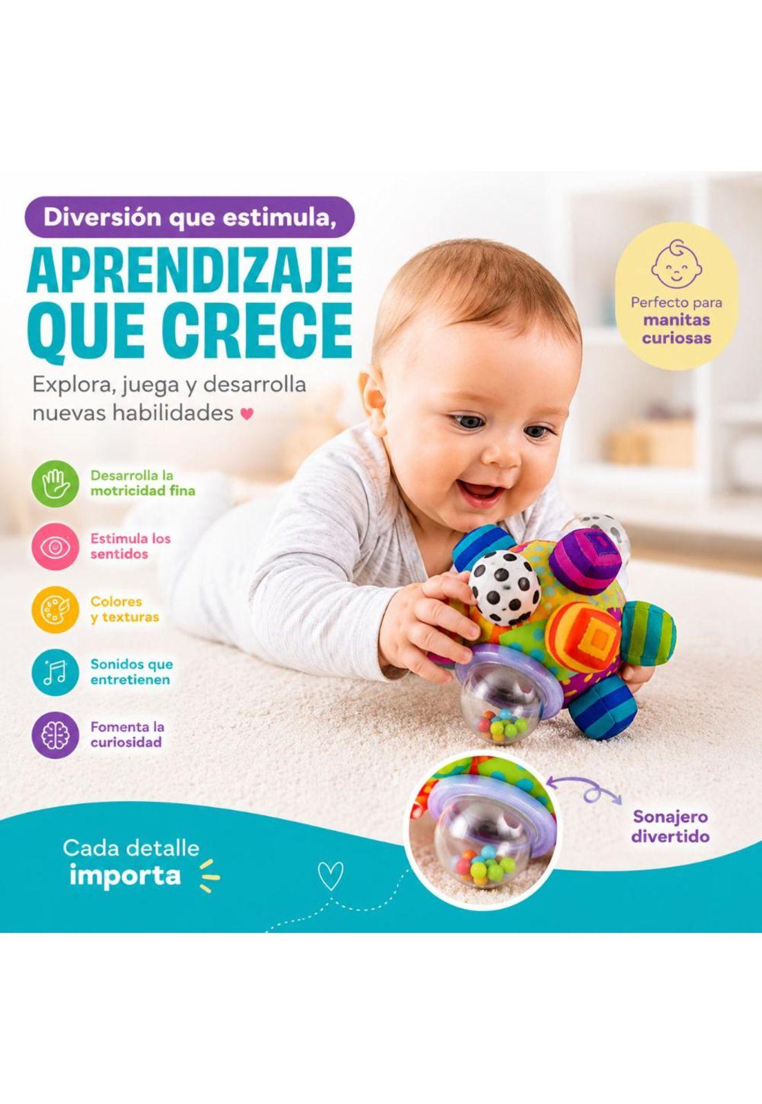 Pelota Sensorial Bebé Sonajero Estimulación Temprana-5