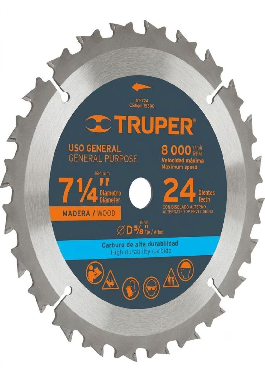 Disco Sierra Circular 7 1/4 Pulgadas 24 Dientes Truper-0