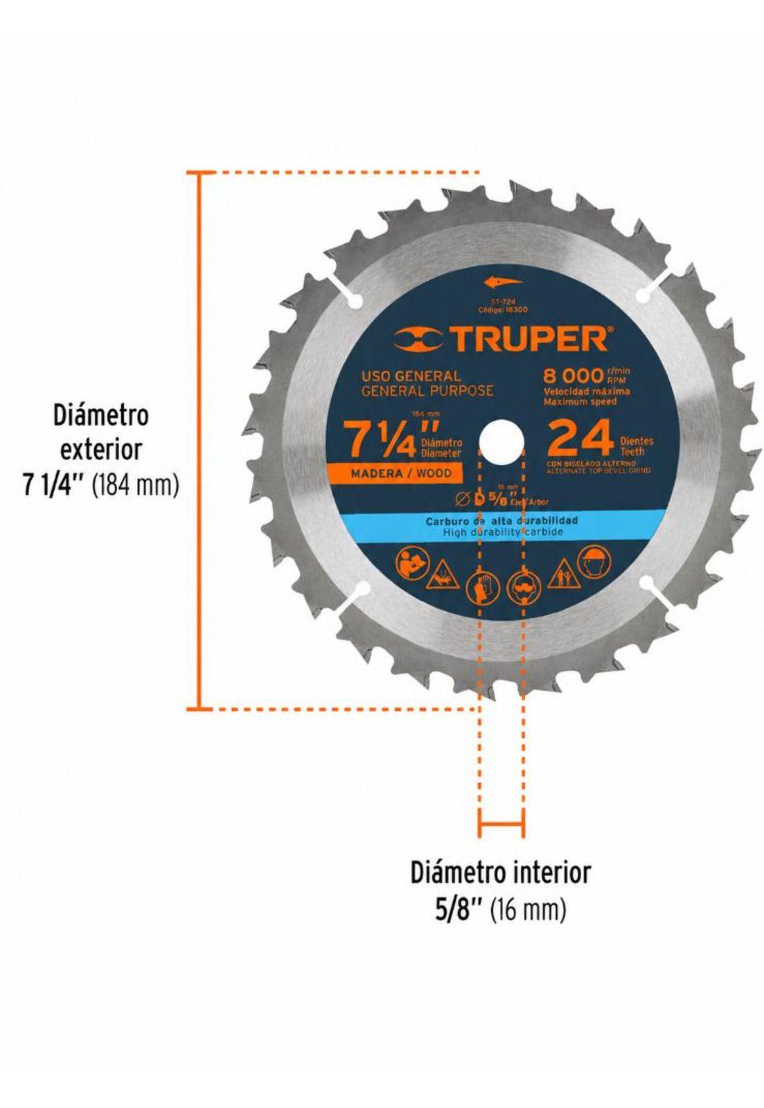 Disco Sierra Circular 7 1/4 Pulgadas 24 Dientes Truper-2