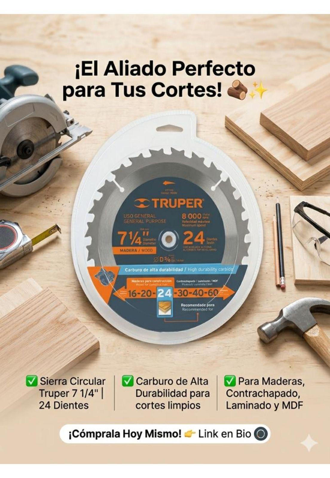 Disco Sierra Circular 7 1/4 Pulgadas 24 Dientes Truper-4