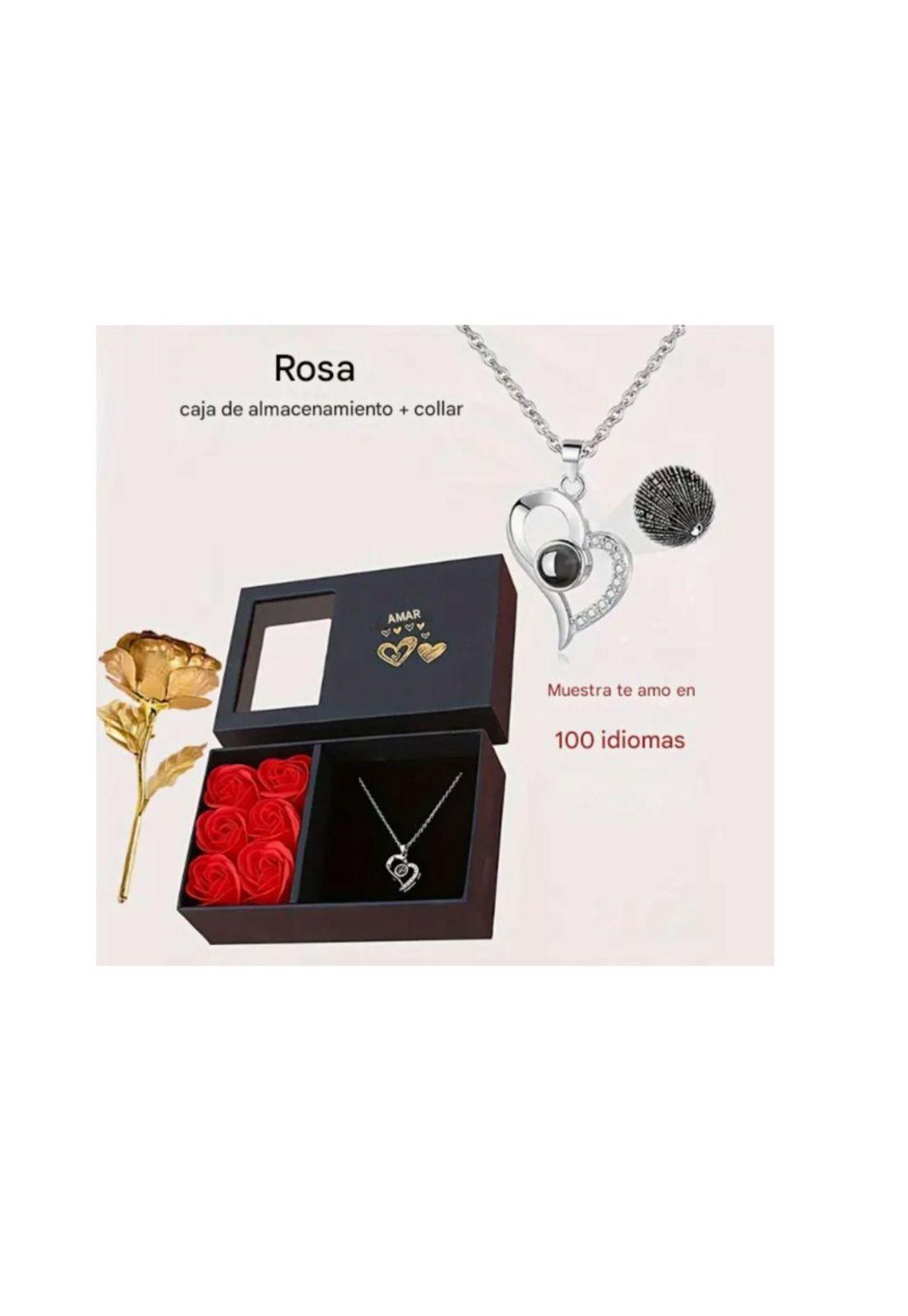 Caja Joyería de Flores Eternas y Collar Love Mujer Amor-6