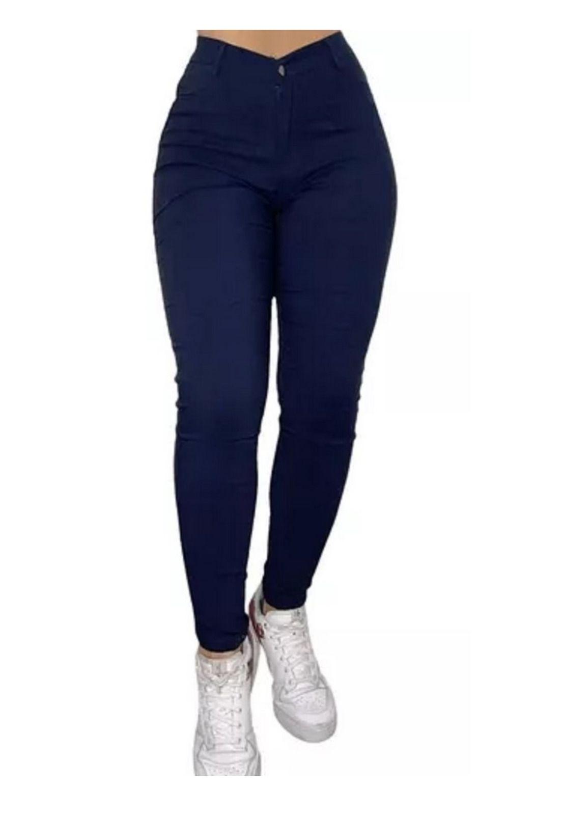 Pantalón Leggins Tipo Jeans Elástico De Mujer (colores) Azul marino-0
