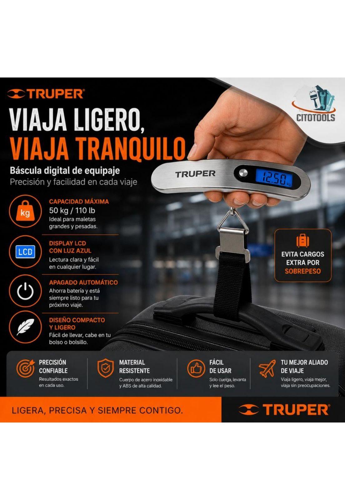 Balanza Digital Truper 50kg LCD  Equipaje Maletas Portátil-5