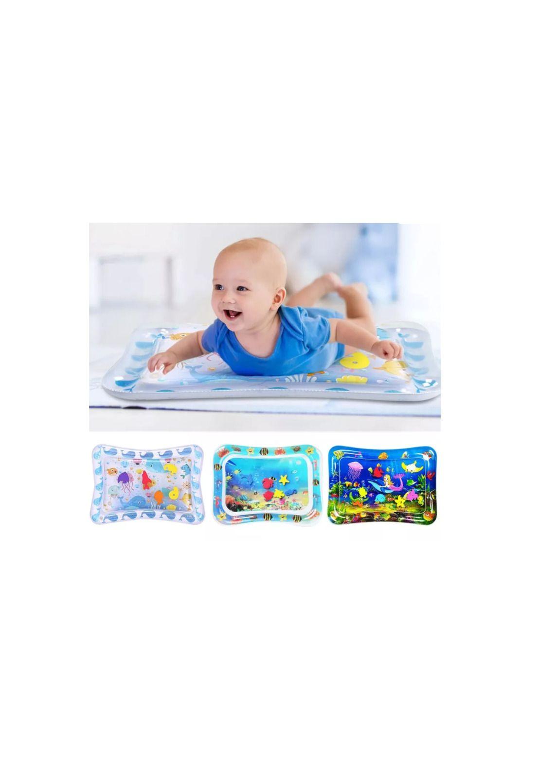 Alfombra De Agua Sensorial Para Bebes Inflable Color Azul -2