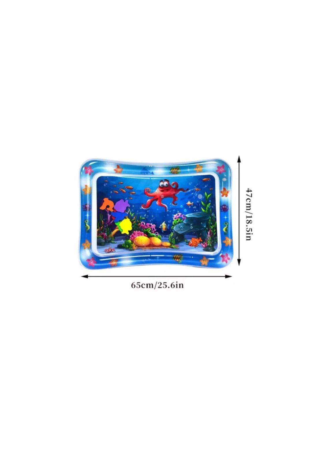 Alfombra De Agua Sensorial Para Bebes Inflable Color Azul -3