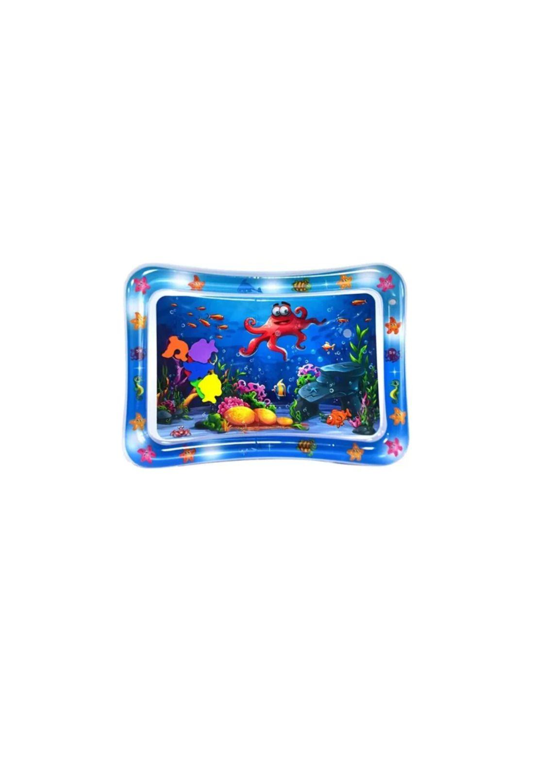 Alfombra De Agua Sensorial Para Bebes Inflable Color Azul -4