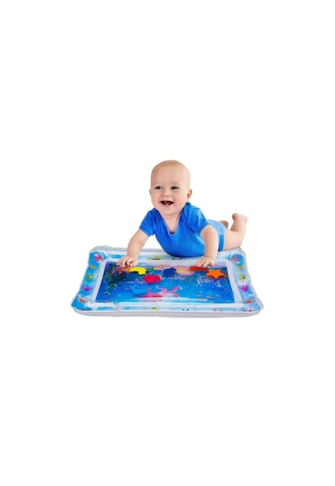 Alfombra De Agua Sensorial Para Bebes Inflable Color Azul -5