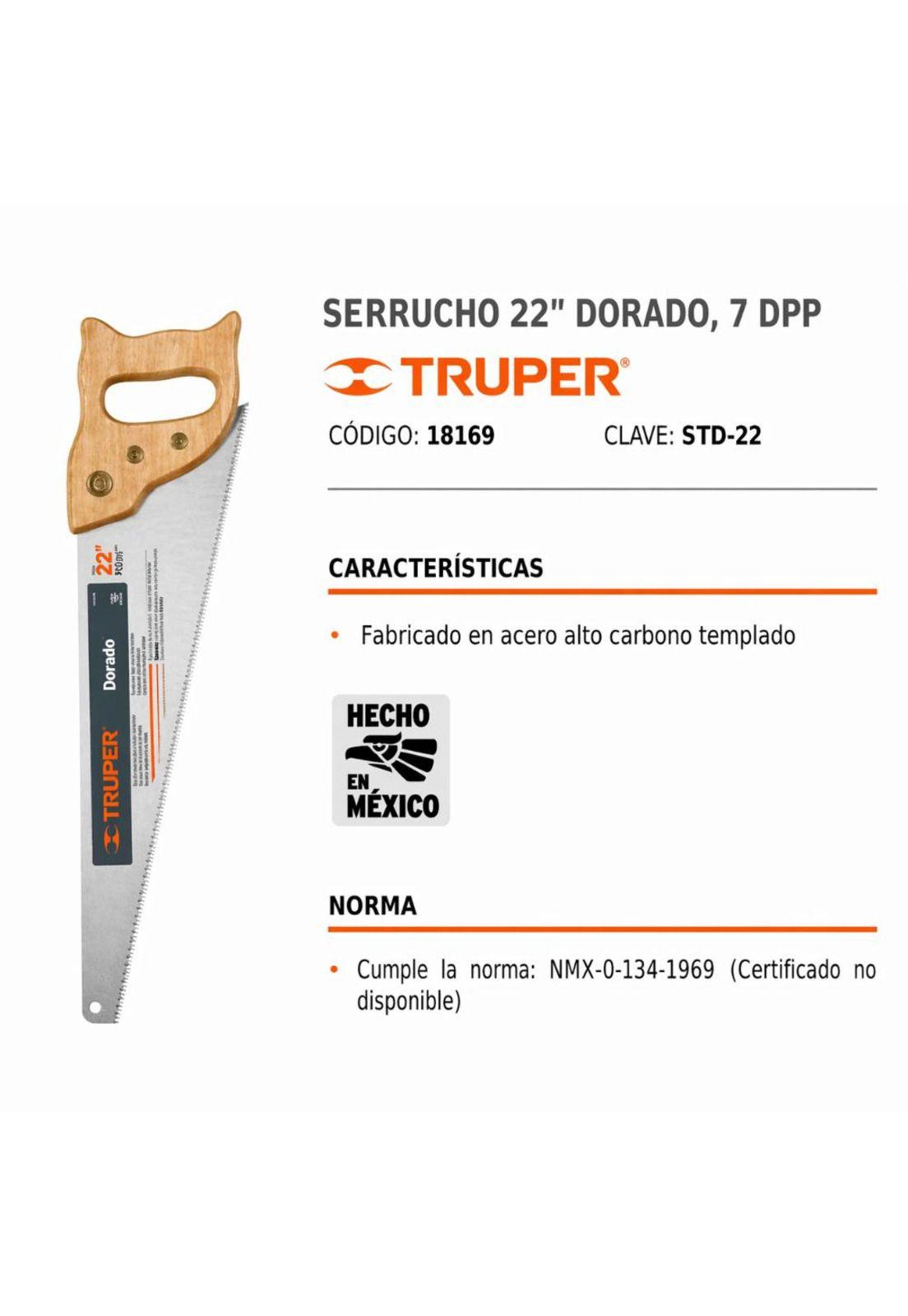 Serrucho Carpintero 22 Mango Madera Truper Profesional-3