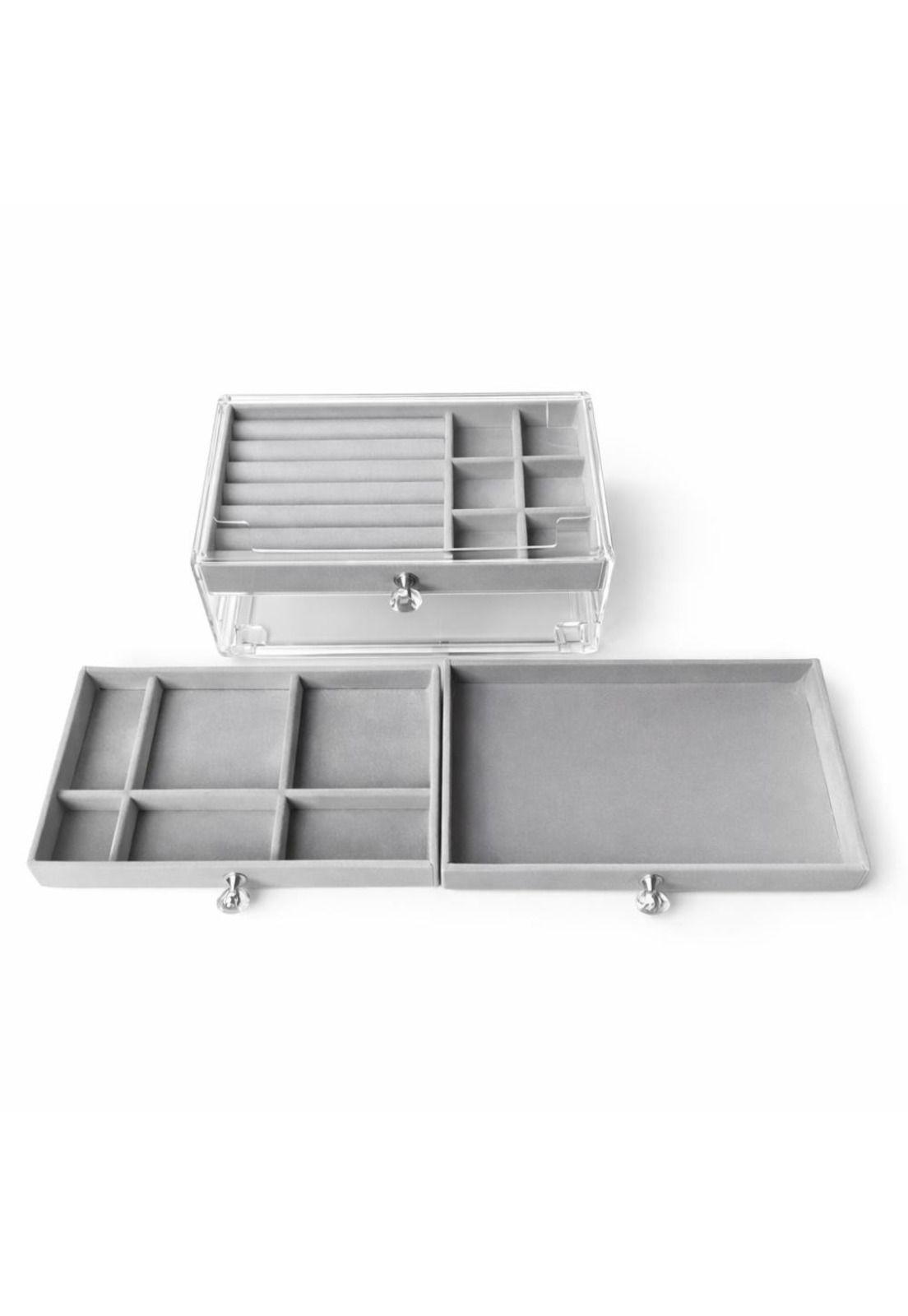 Organizador de Joyas Elegante 2 Pisos Acrílico Caja Joyero-3