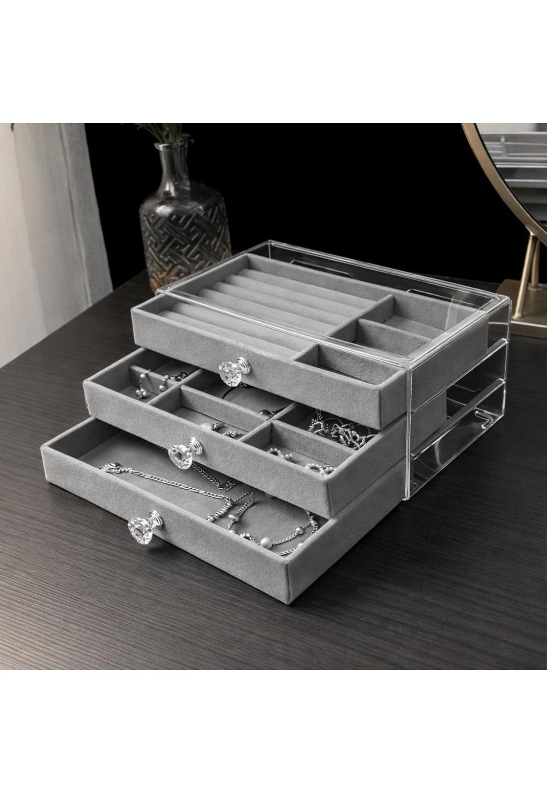 Organizador de Joyas Elegante 2 Pisos Acrílico Caja Joyero-4