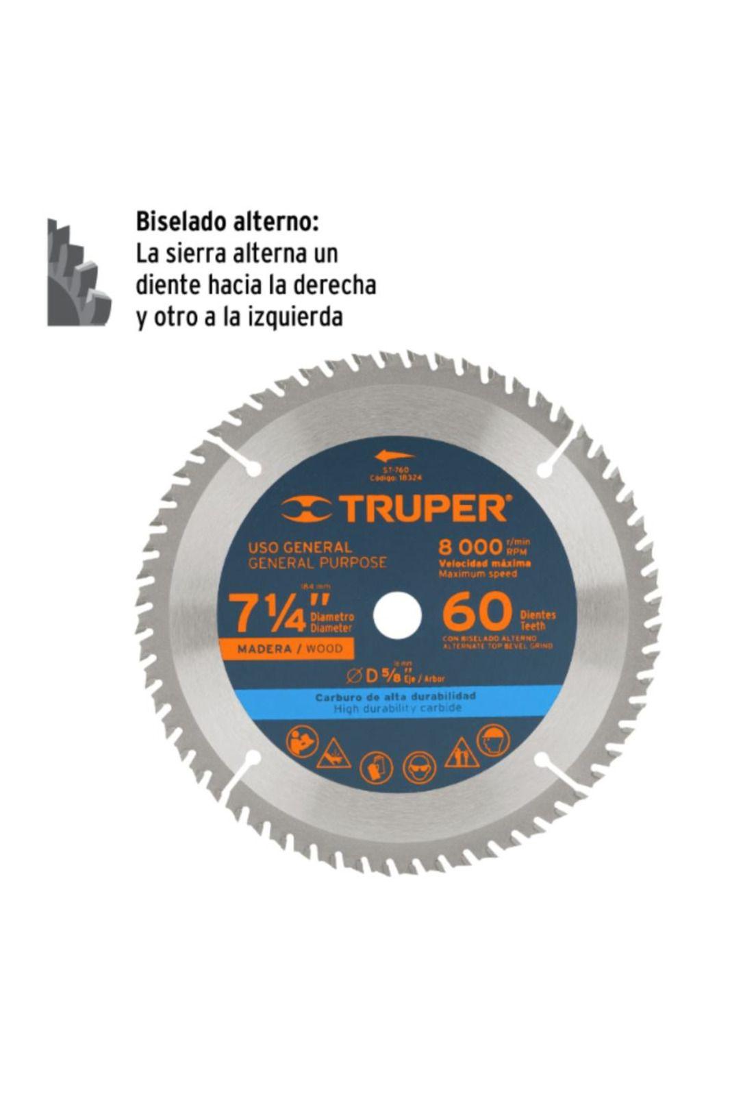 Disco Sierra Circular 7 1/4 Pulgadas 60 Dientes Truper-1
