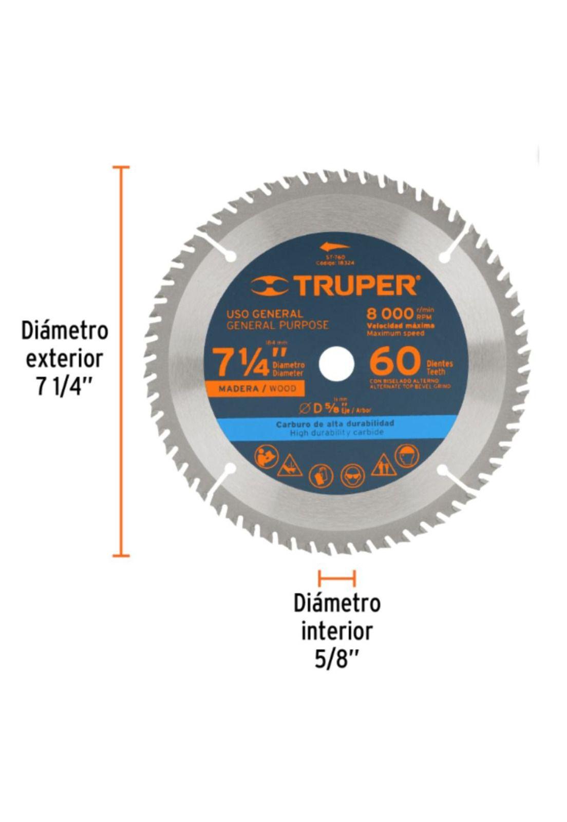 Disco Sierra Circular 7 1/4 Pulgadas 60 Dientes Truper-2