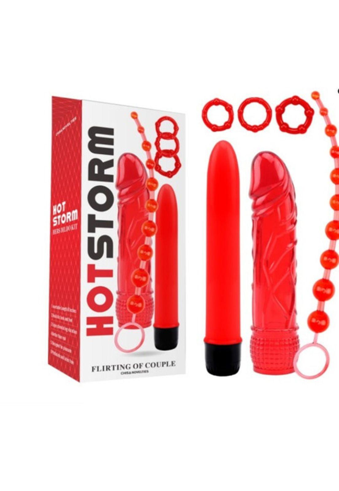 Set 6pzs Dildo Consolador/plug/anillo/extensor/vibrador Plus-0