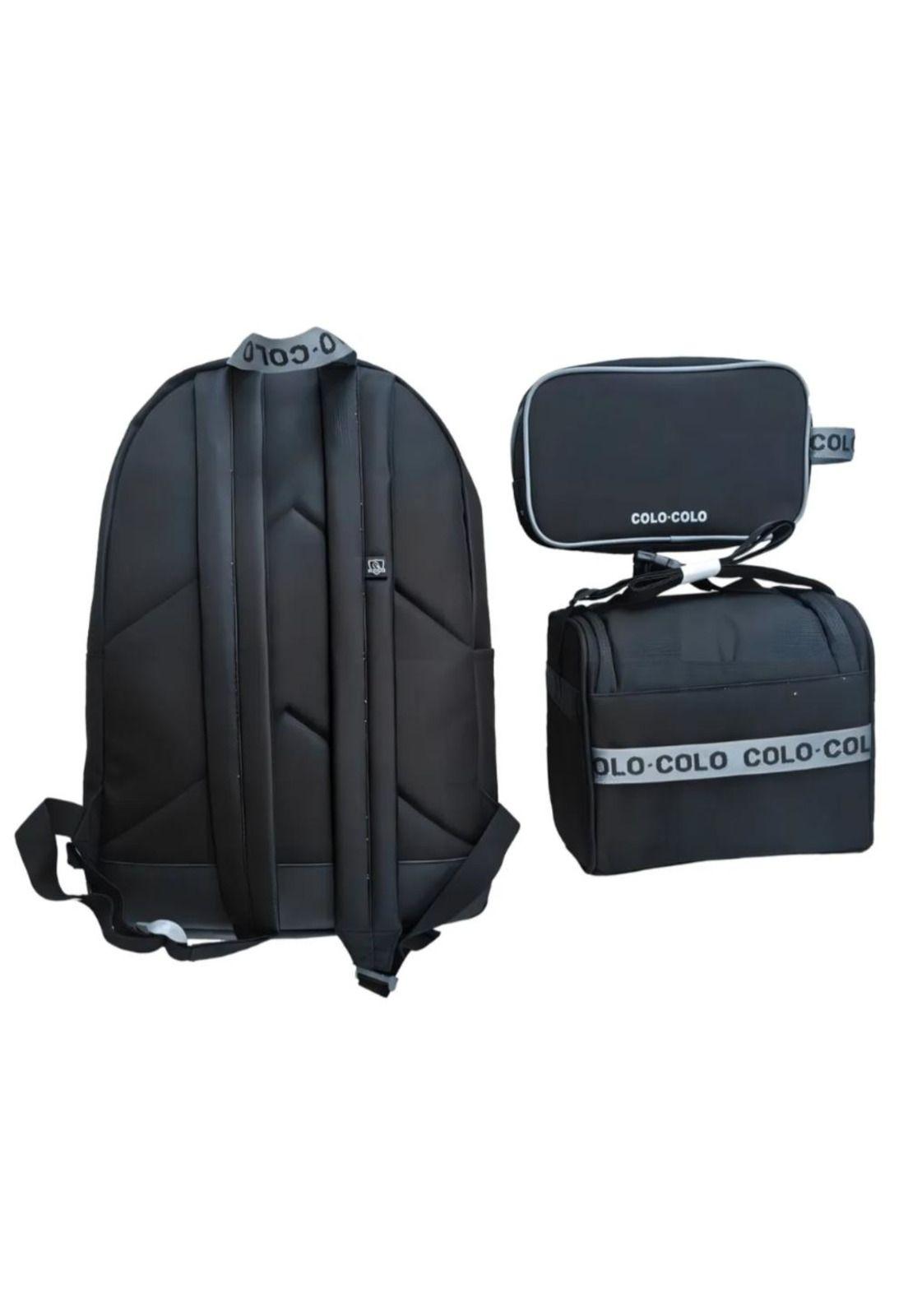 Set Mochila Lonchera estuche ColoColo 3 Piezas Escolar Negro-2