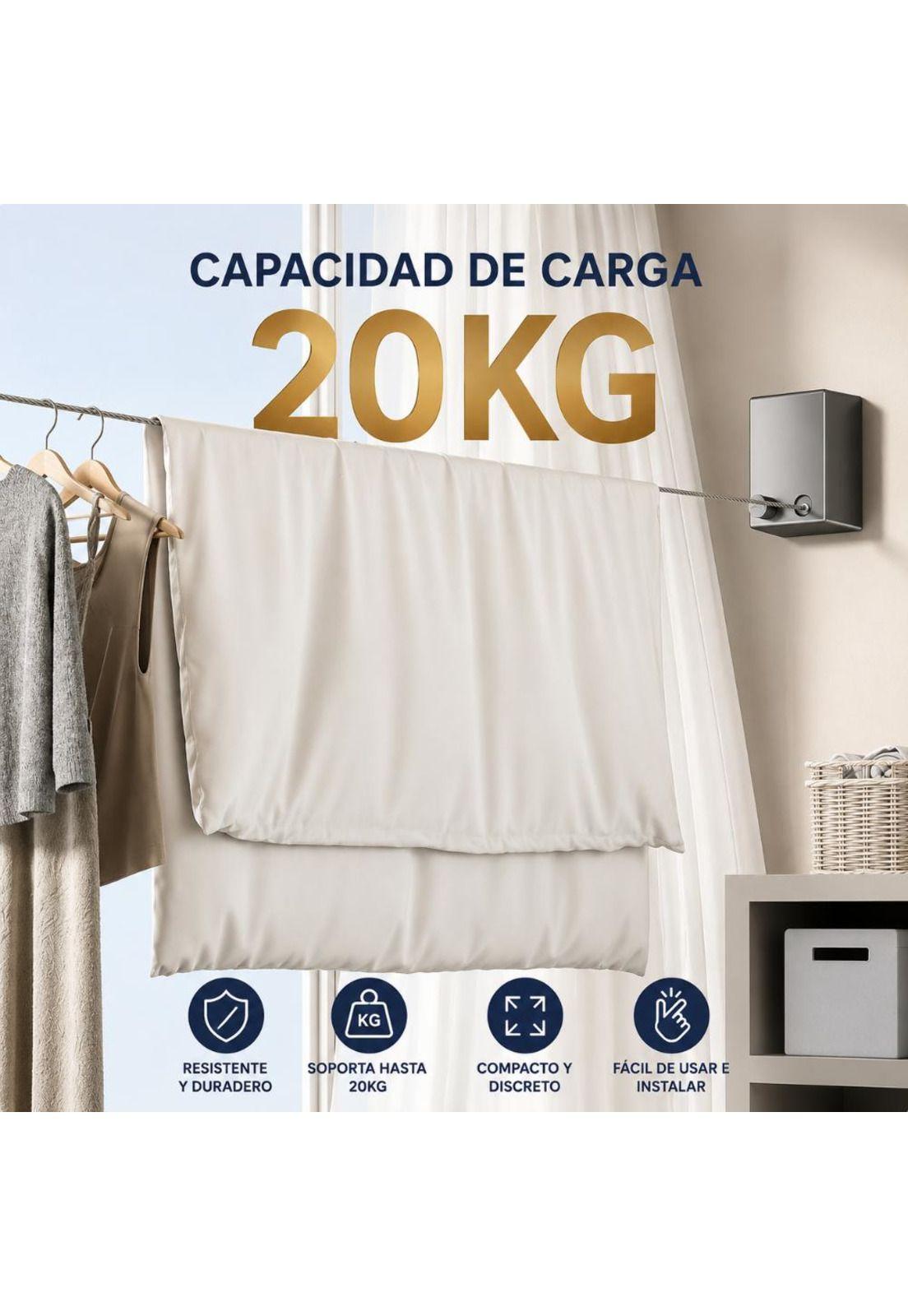 Tendedero Extensible Retráctil de Acero Anticaida 4.2m Ropa-7