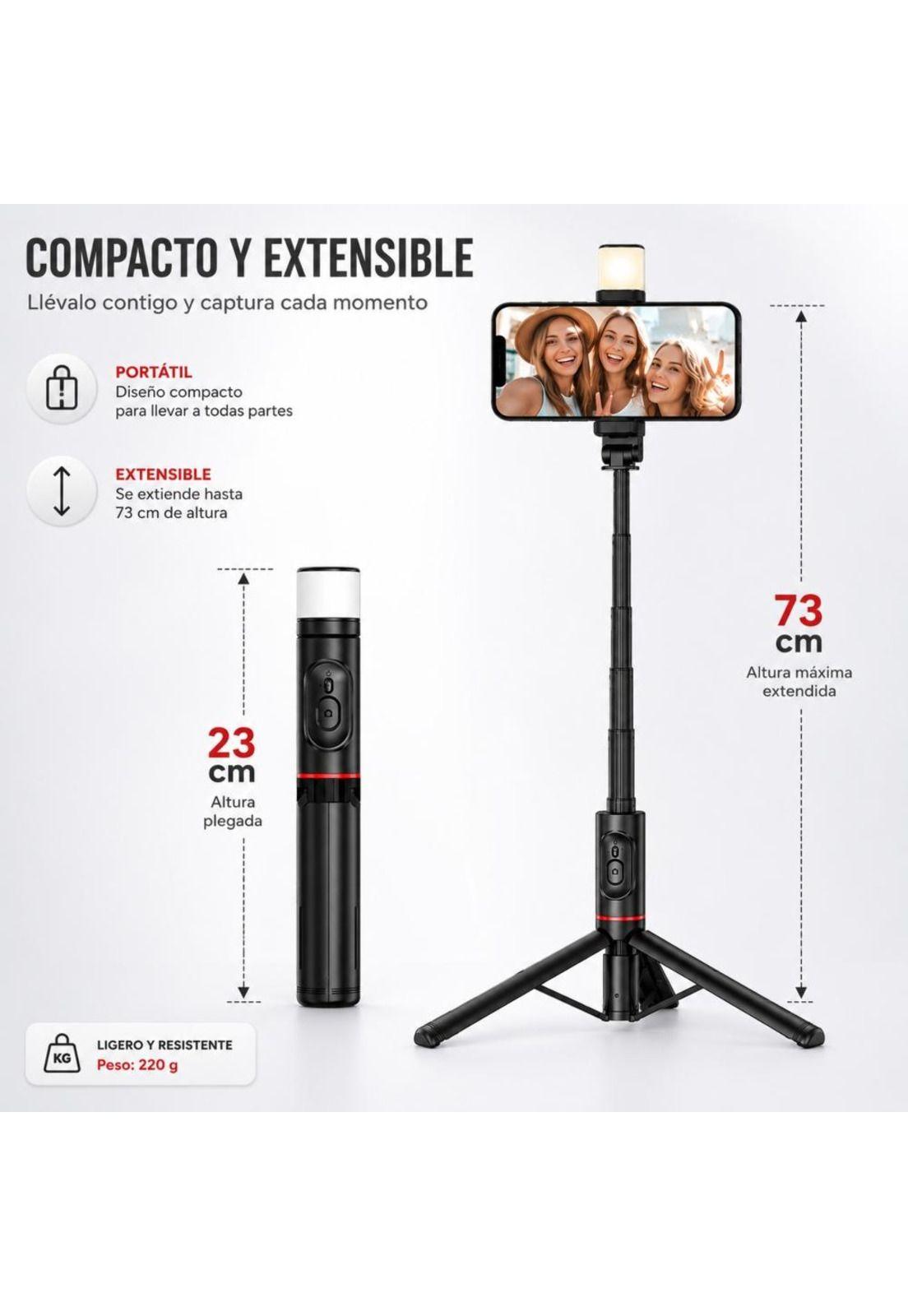 Palo Selfie Trípode Bluetooth Control Remoto Luz LED-2