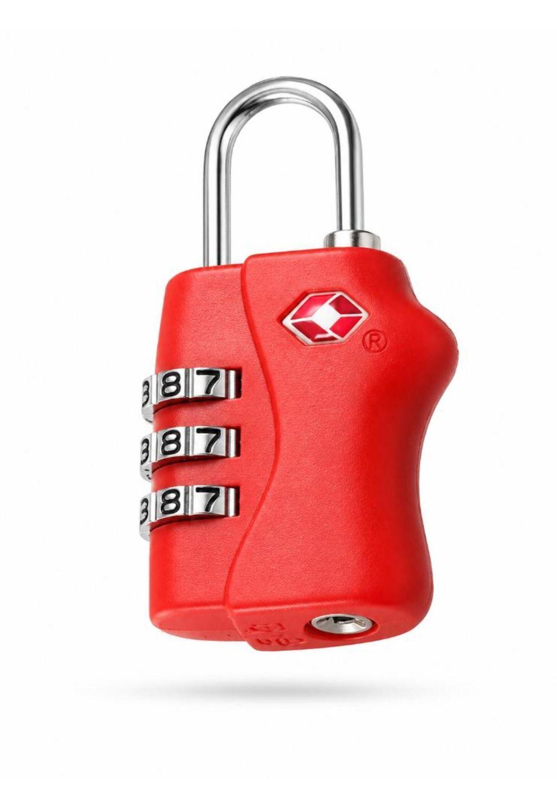 Candado Tsa 33mm Seguridad Maleta Locker  LLAVE Y CLAVE Rojo-1