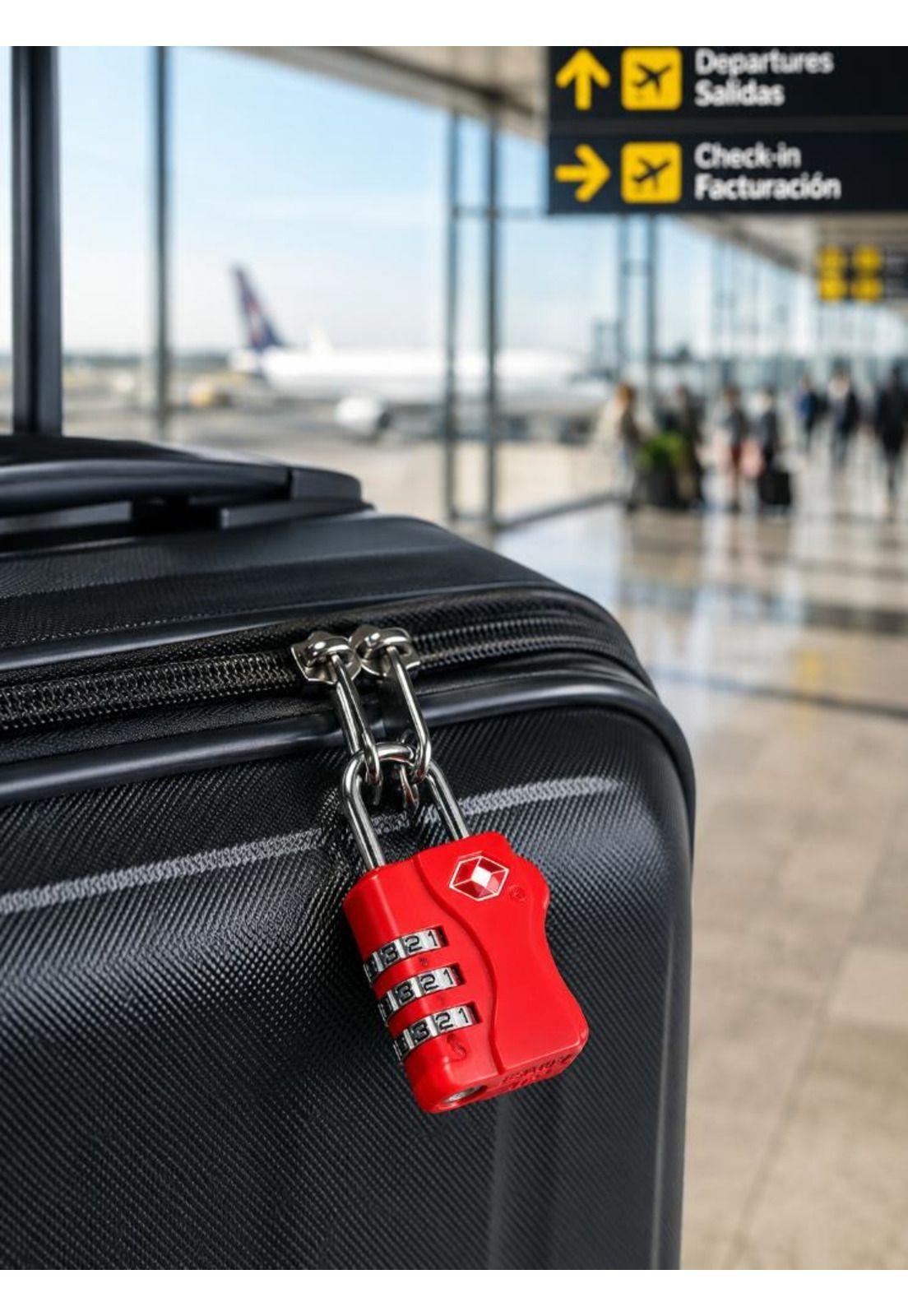 Candado Tsa 33mm Seguridad Maleta Locker  LLAVE Y CLAVE Rojo-2